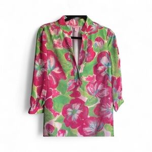 Lilly Pulitzer pink floral tunic top size 4